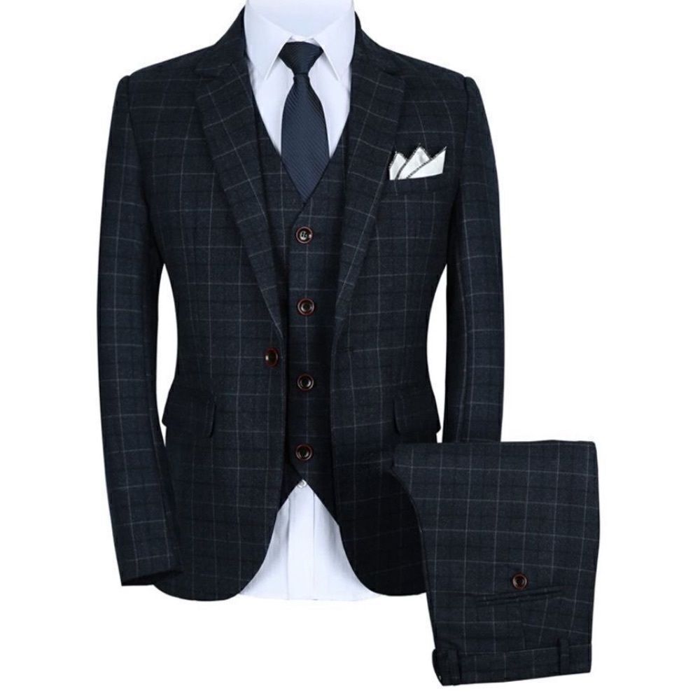 Men’s Mogu Plaid 3 Piece Suit Size 40 Jacket 36 Pants NWT